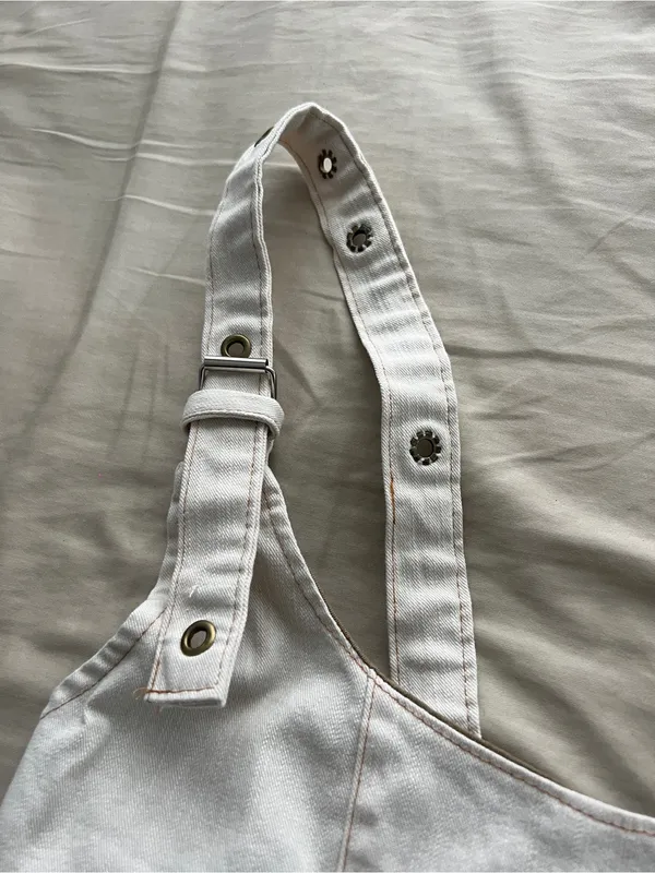Carhartt Cream Denim Corset Tank with Adjustable Straps - Image 2