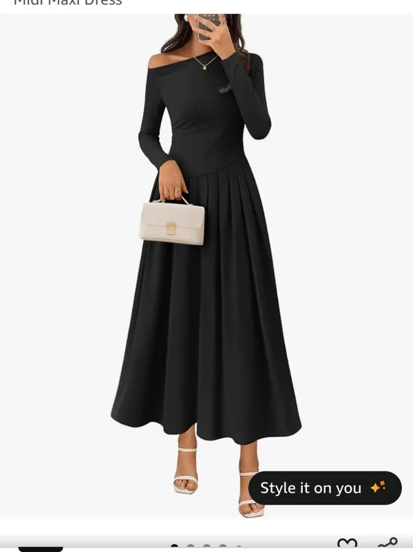 Elegant Black Long Sleeve Pleated Midi Dress Size Large New With Tags Super Cute - Image 3