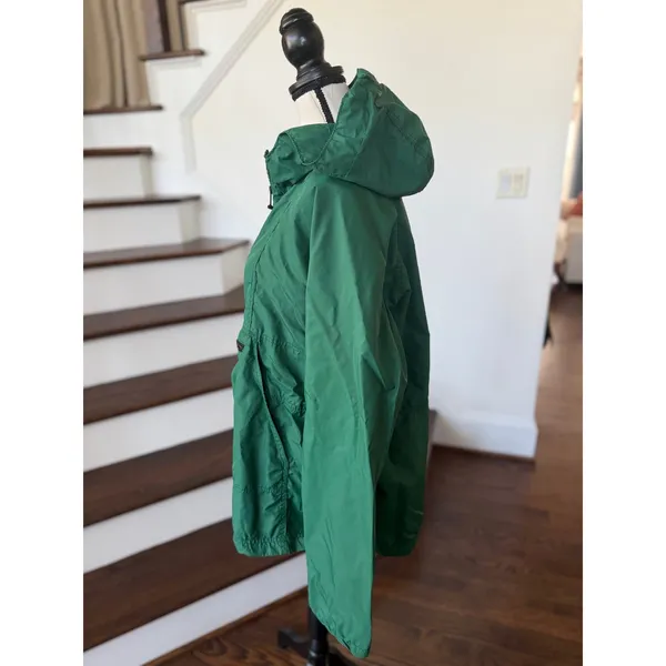 L.L. Bean Green Vintage Hooded Kangaroo Pocket Anorak Rain Jacket - Image 2