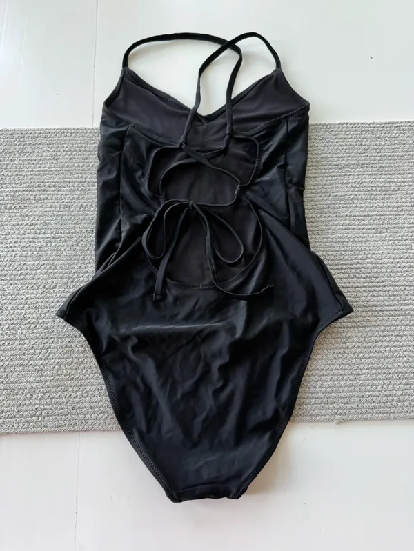 Aerie Viral Black Strappy One-Piece Swimsuit Size Medium Long - Image 7