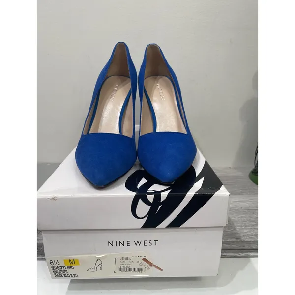 Nine West Jeneil Cobalt Blue Suede Pointed Toe High Heel Pumps 6.5M 60180721-0G0 - Image 2