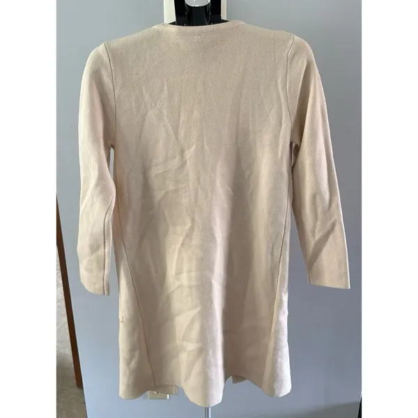 Women's Cream‎ Long Open Cardigan 2 large front pockets size small - Image 4