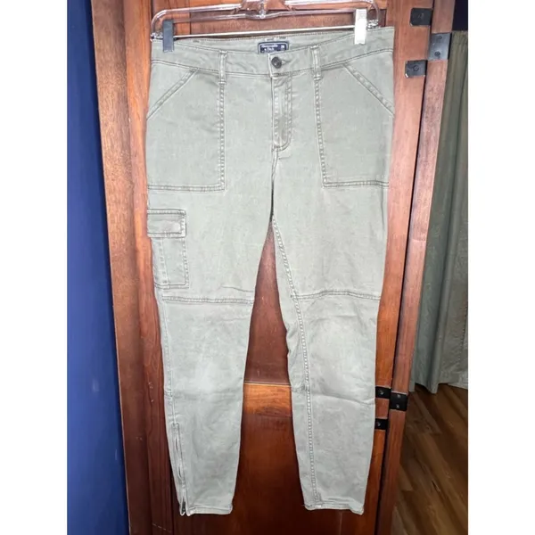 Abercrombie & Fitch Womens Cargo Skinny Pant 26 Green Utility Zipper Hem Casual - Image 2