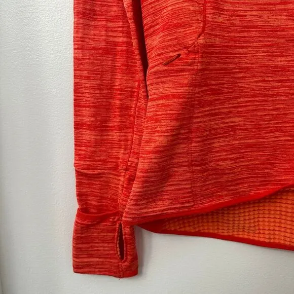 Nike Shirt Women's Small 1/4 Zip‎ Running Pullover Heathered Orange Thumbhole - Image 5