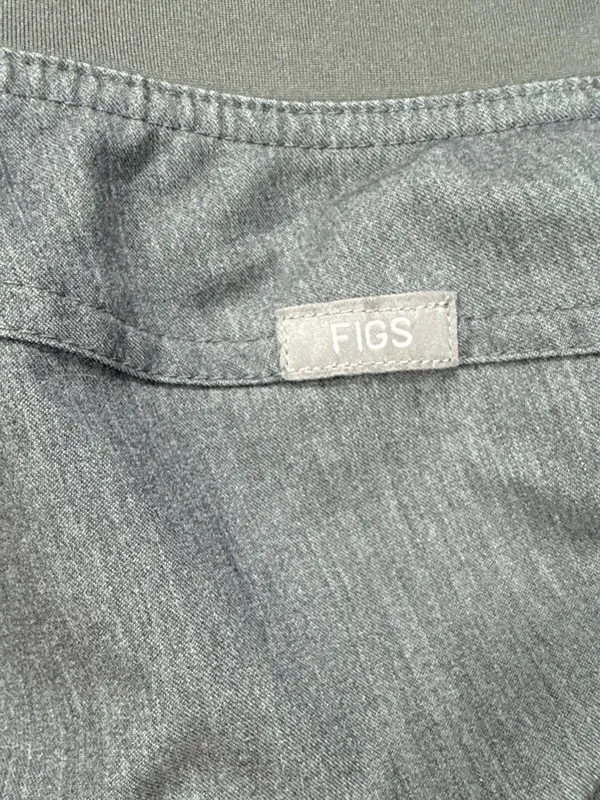 Figs Straight Leg Scrub Pants in Charcoal with Teal Drawstring - Image 8