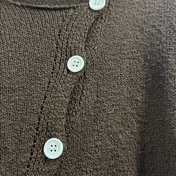 SHEIN asymmetrical diagonal button down brown sweater - Image 6
