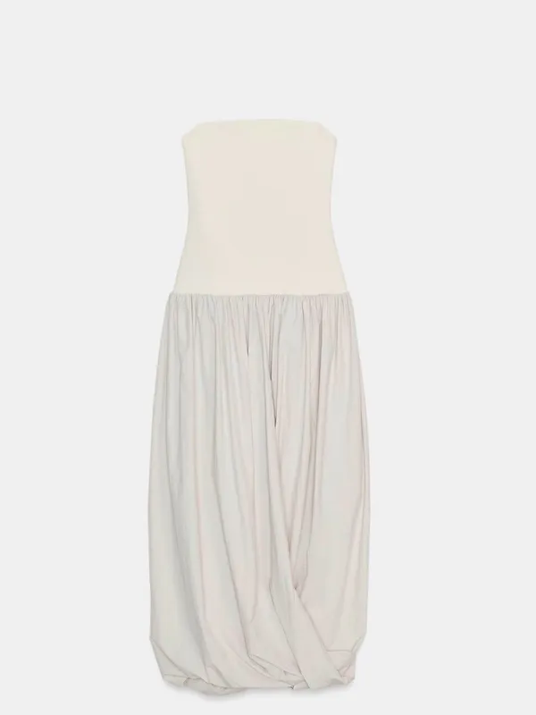 Zara Ivory Strapless Maxi Dress - Image 5