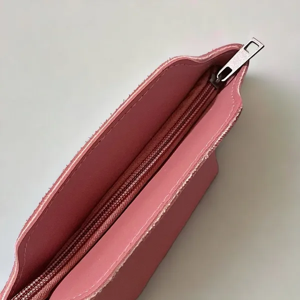 Mini Pink Leather Studded Crossbody Zipper Bag * WITHOUT STRAP * - Image 5