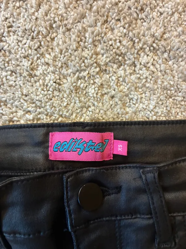 Edikted Leather Pants Flare Black - Image 2