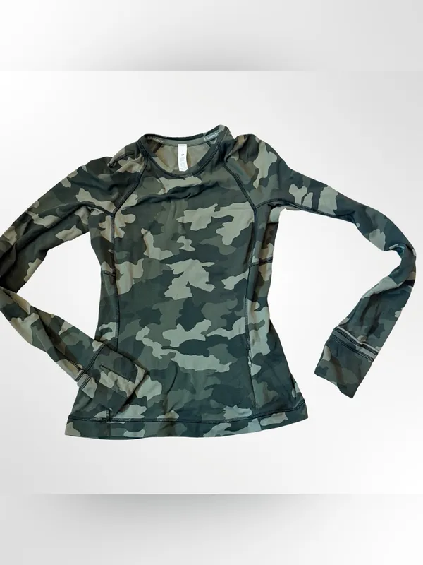 Lululemon It’s Rulu Run Long Sleeve Shirt | Olive Camo | Size 2 - Image 9