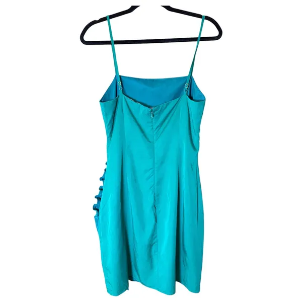 Lovers + Friends ELLIS MINI DRESS Lucky Charm Green Ruched Button - Image 6