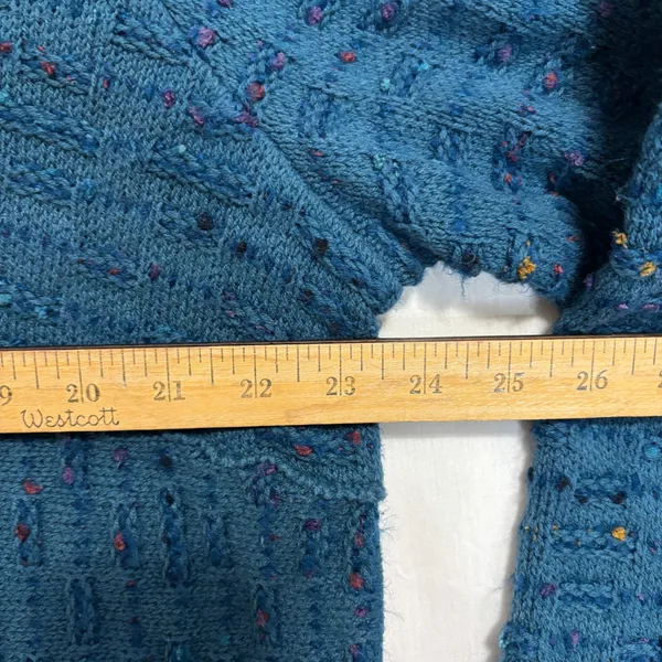 Habitat Sweater Blue Speckled Mock Neck Chunky Knit Rolled Cuff Lagenlook Boho L - Image 6