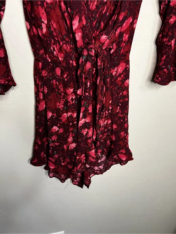 Free People All The Right Ruffles Red‎ Floral Boho Romper - Image 5