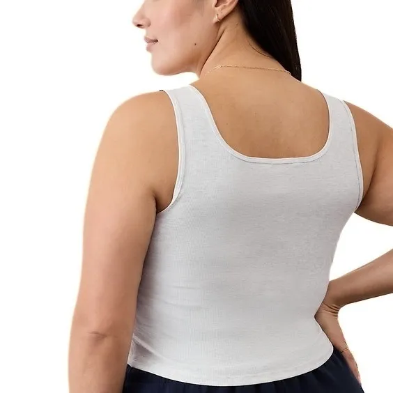 Athleta Signature Rib Square Neck Crop Tank - Size XL -‎ Fog Grey Heather - NWT - Image 11