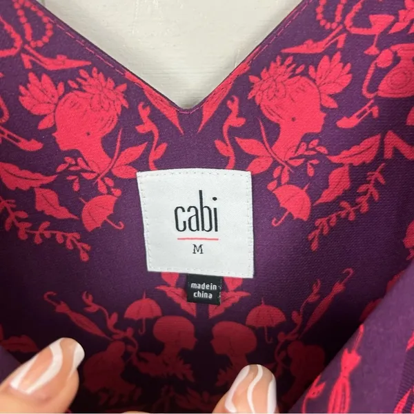 CABI Modern Cameo Magenta Face Figure Patterned Tank Top Size M - Image 9