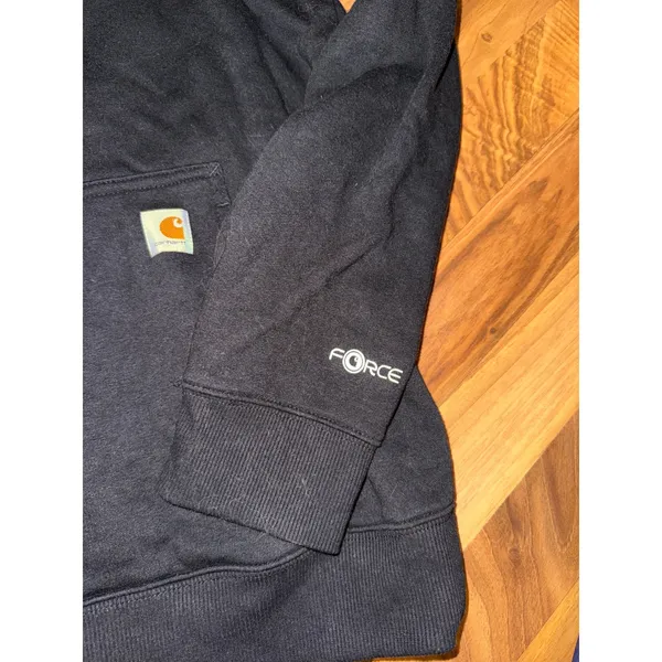 Carhartt Hoodie Womens XL Black Force Relaxed Fit Pink Logo Sweatshirt gorpcore - Image 3