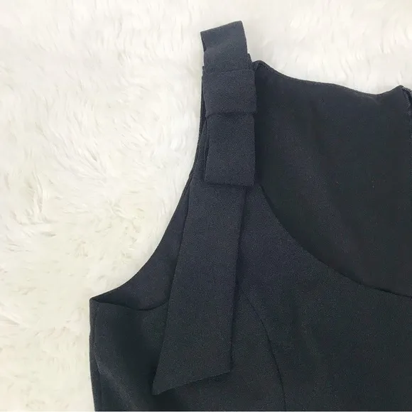 JULIA JORDAN Black Sleeveless Wide Leg Scoop‎ Neck Jumpsuit Bow Shoulder Size 6 - Image 6
