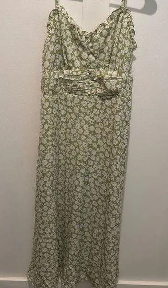 Lulus Timeless Touch Green Floral Print A-line Midi Dress - Size L - Image 3