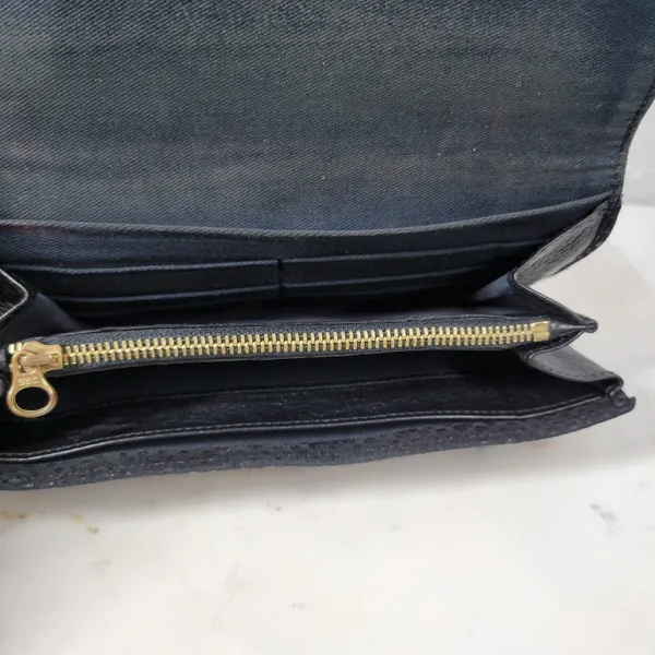 See By Chloe Checkbook Wallet 7.25" Black Soft Embossed Leather Bi-Fold Clutch - Image 13