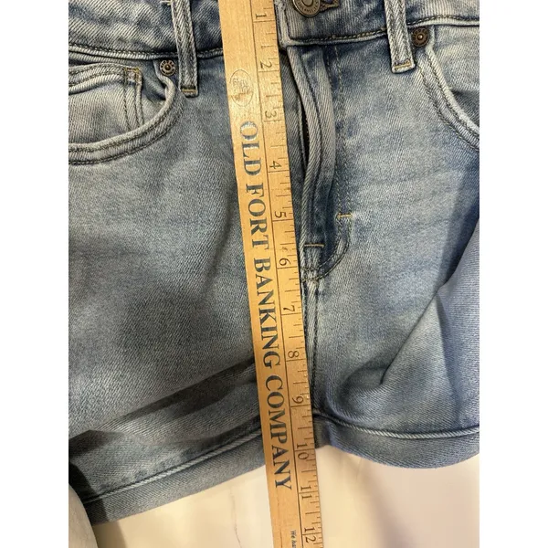 Hidden Happi High Rise Flare Jeans Size 24 Blue Light Wash Denim Stretch Raw Hem - Image 7