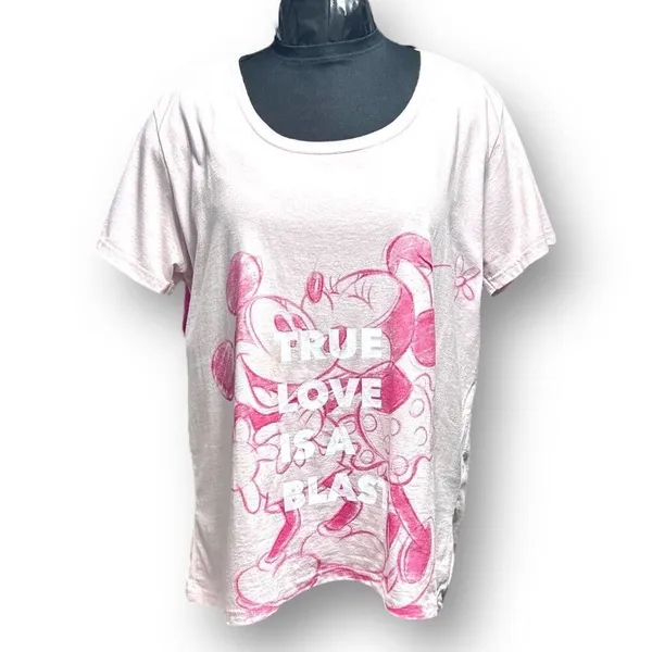 Disney 2XL Pink‎ Mickey Minnie Graphic Tee Cotton True Love Top Barbiecore Retro - Image 2