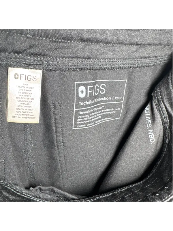 FIGS Technical Collection Jogger Pants XS Black 25” inseam - Image 4