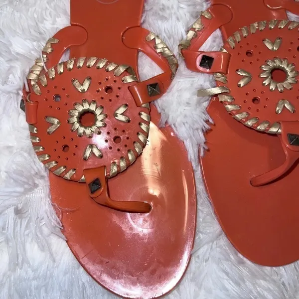 Jack Rogers Jelly Sandals size 8 Orange and Yellow / Gold Detail - Image 4