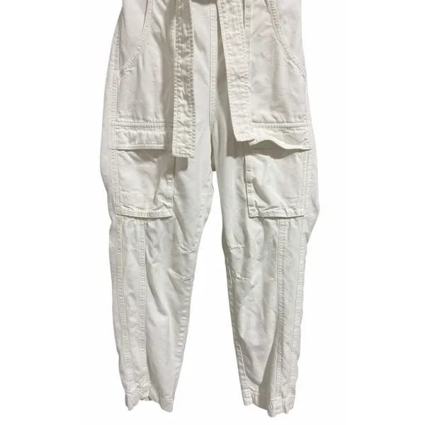 Free People Go West Jean‎ Denim Overall Jumpsuit Zinc White Women's Size Small - Image 5