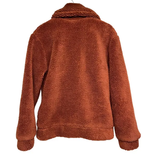 Anthropologie Elodie‎ Faux Sherpa Shearling Teddy Coat Oversized Rust Size Small - Image 2