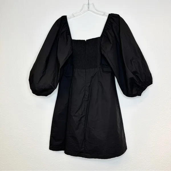 Tuckernuck Pomander Place Square Neck Chloe Mini Dress Black Puff Sleeves Small - Image 10