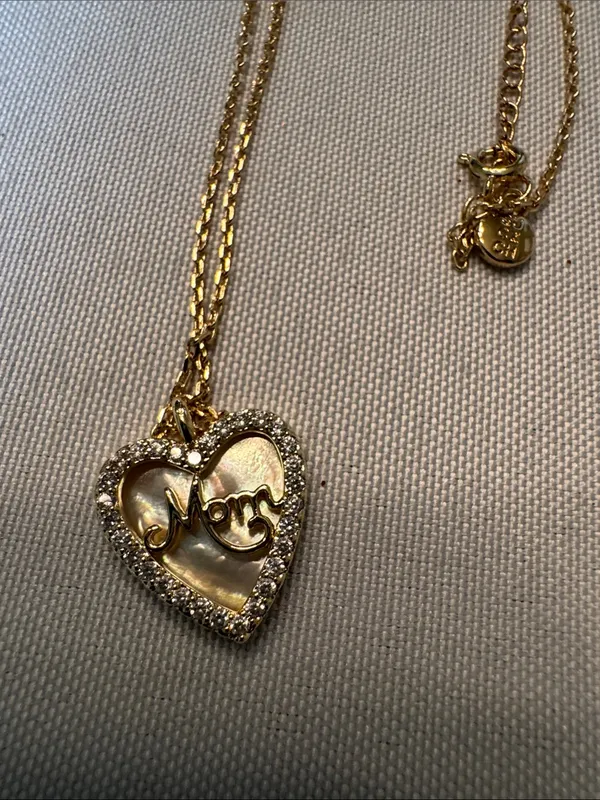 Gold Heart Pendant Necklace with Crystal Accents - Women Jewelry - Image 3