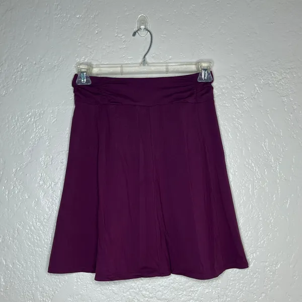 Athleta Womens Plum Purple Ruched‎ Waist Active Skirt Size S Nylon Lycra Flare - Image 2