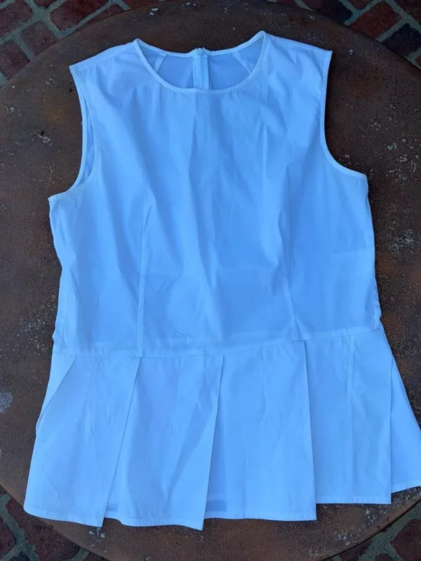 Vtg White cotton blouse with peplum detail Size M #peplum #workwear #officesiren - Image 7