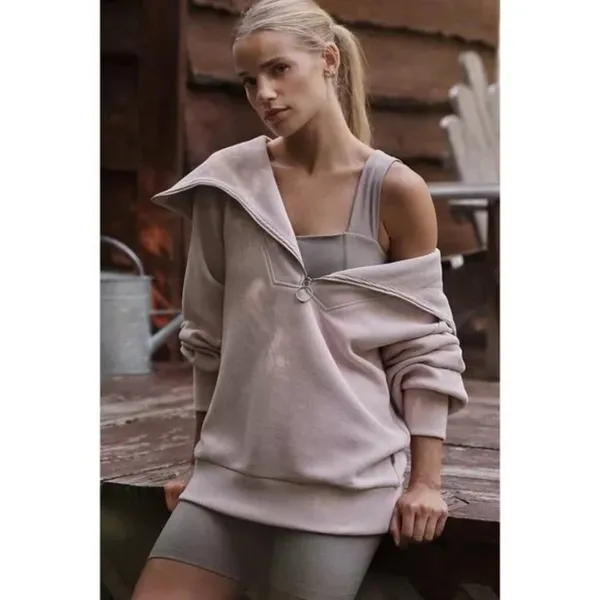 VARLEY Vine Ottoman Half Zip Pullover in Beige Size Large - Image 10