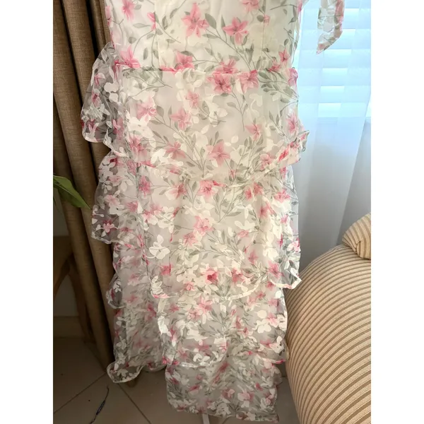 Lulus Endlessly Gorgeous White Floral Burnout Tie-Strap Midi Dress White Multi - Image 7