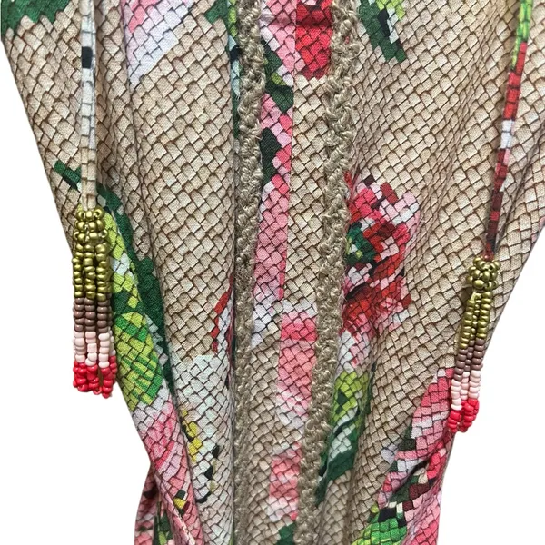 Farm Rio Floral Ruffle Beaded Tassels Belt‎ Slip-On Dress Size XS - Image 8
