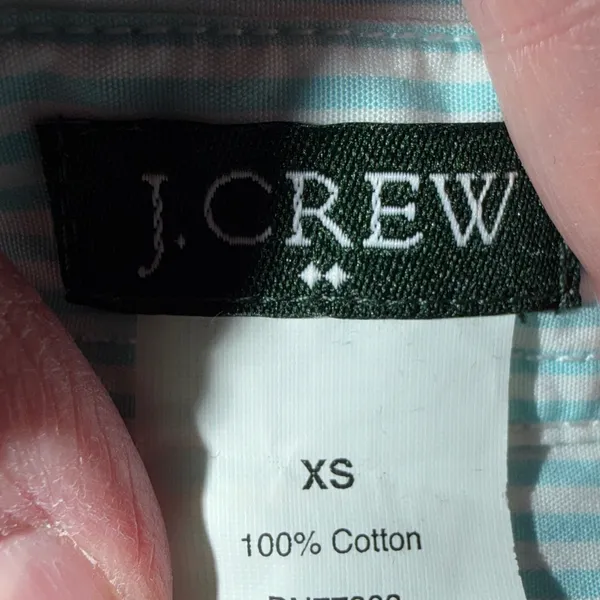 J Crew‎ Striped Button Down Shirt Light Blue White Cotton Womens XS - Image 2