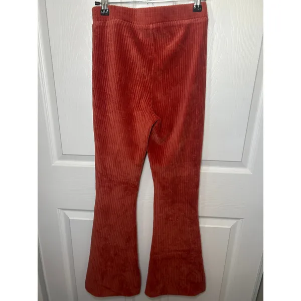 Aerie Groove On‎ Coral Ribbed High Waisted Velour Flare Pant Small Short - Image 2