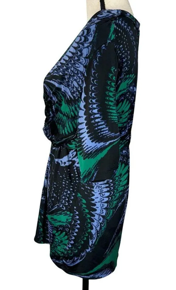 Worthington X-Large Top Abstract V-Neck Knotted Front Stretch Elbow Sleeve Multi - Image 6