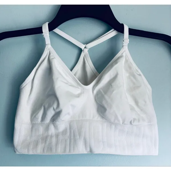 Under Armour Sports Bra White Large Pullover Lightweight - Image 5