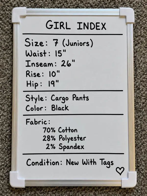 Girl Index Juniors Size 7 Black Utility Cargo Pants Stretch NWT Back to School - Image 7