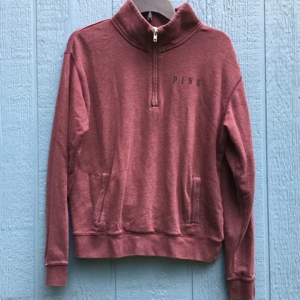 VS Pink 1/4 Zip Pullover Sweater 86 Logo Top S v6x - Image 3
