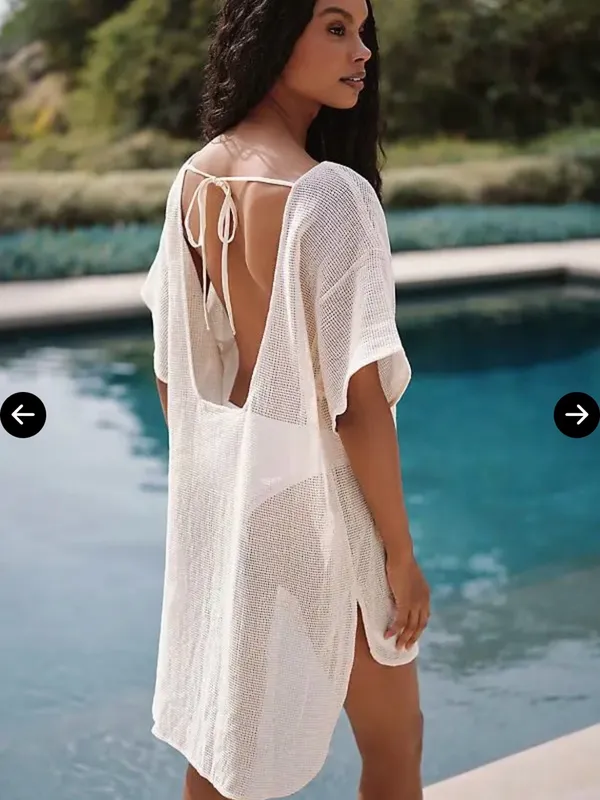 CELANDINE EMBROIDERED SHEER MESH MINI DRESS Cover Up Small - Image 7
