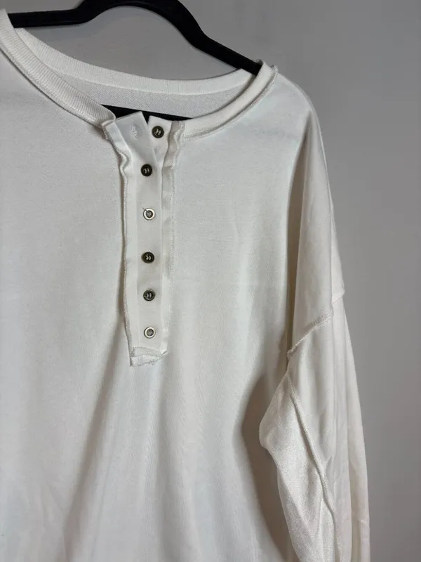 Amazon white snap up henley sweatshirt tunic - Image 2