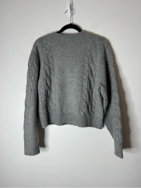 J.Crew Cable knit cardigan Wool Alpaca Sweater grey medium - Image 7