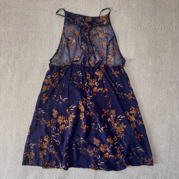 Free People Navy Blue Floral In Control Mini Babydoll Slip Dress Sundress Sz Sm - Image 2