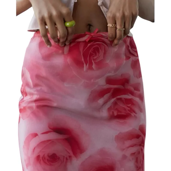 NWT Urban Outfitters UO Wave Maxi Mesh Skirt Pink Floral Size Large - Image 3