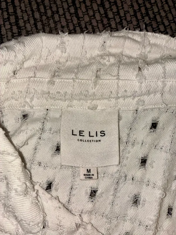 Le Lis Collection White Long-slv Crop Light Jacket, Sz M - Image 5