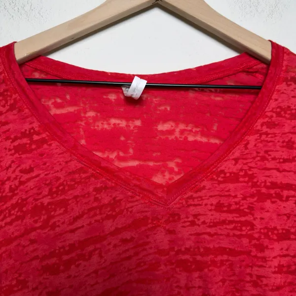 Splash y2k Women‎ Cyber Grunge Sheer Top XL Red Mall Goth V-Neck - Image 5
