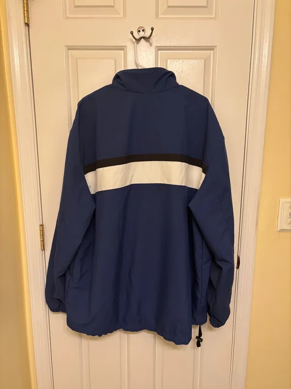 Nike Blue and Black Windbreaker White Stripe 90s Performance Jacket - Image 2